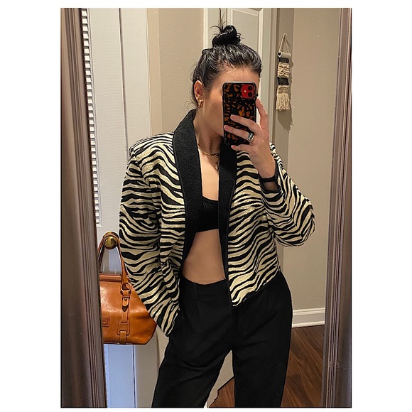 Vintage Zebra pattern collared jacket - Picture 1 of 4